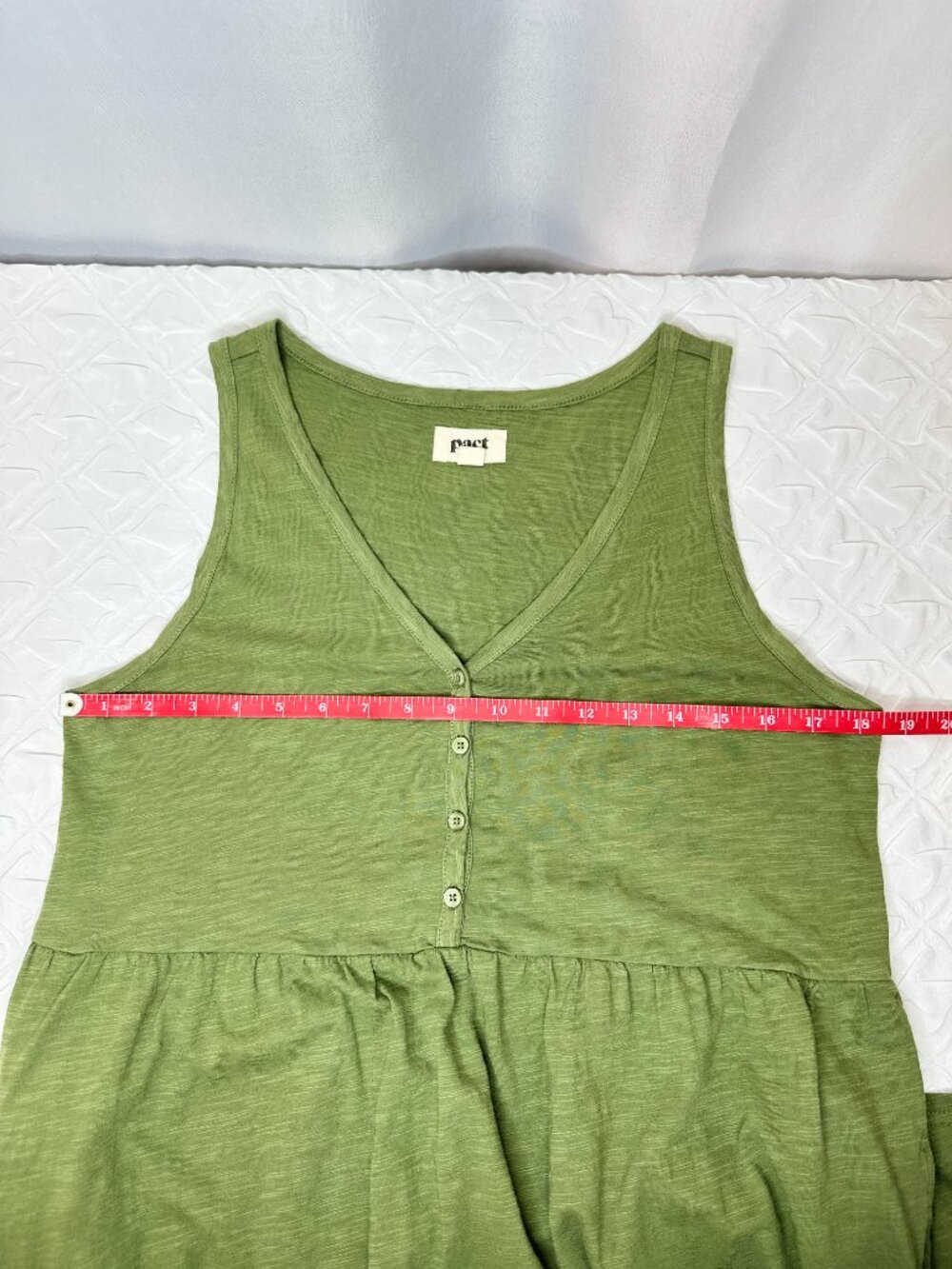 Pact Relaxed Slub Henley Tank Midi Dress, Size Medium Boho Nature Cottage Resort - Picture 5 of 8